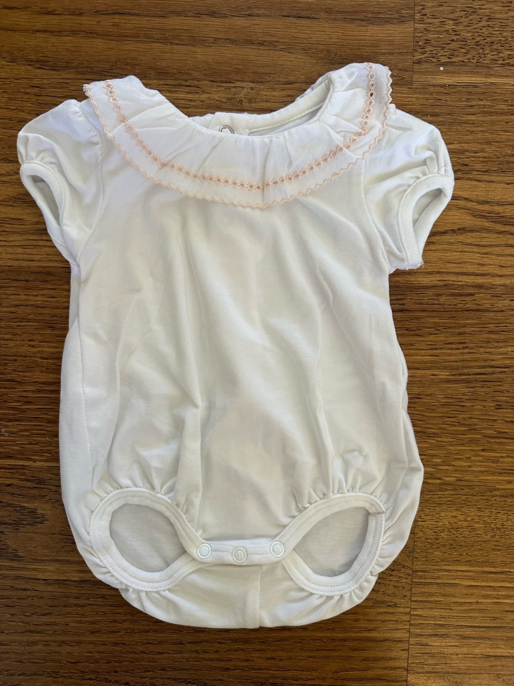 Mayoral White Baby One-Piece with Pink Trim